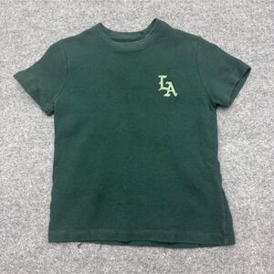 Eighty Eight Kids Dark Green Ribbed Embroidered LA Logo T-Shirt Size 8
